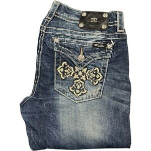Miss Me Swarovski Cross Bootcut Y2K Jeans